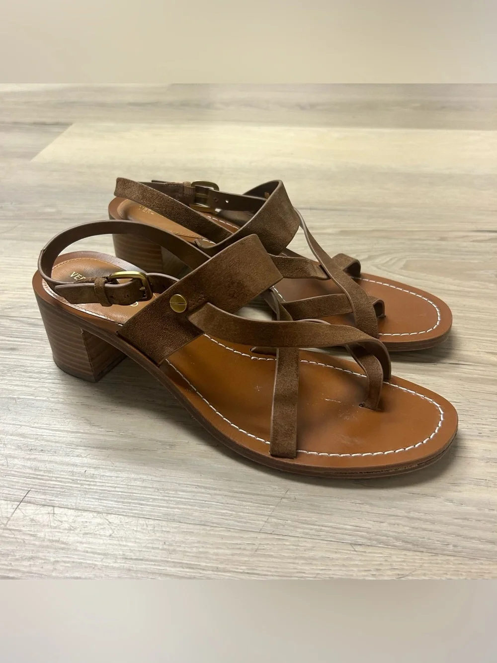 Veronica Beard Sandals Elodie Slingback Brown Leather Strappy Womens Sz 8.5M - Picture 3 of 14